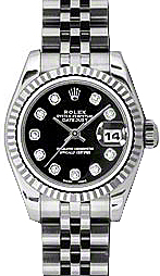 Rolex Lady-Datejust 26 179174-BLKDFJ Black Diamond Fluted White Gold Stainless Steel Jubilee - BRAND NEW