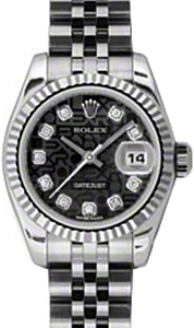 Rolex Lady-Datejust 26 179174-BLKJDJ Black Jubilee Diamond Fluted White Gold Stainless Steel Jubilee - BRAND NEW