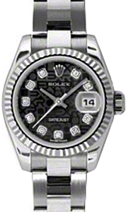 Rolex Lady-Datejust 26 179174-BLKJDO Black Jubilee Diamond Fluted White Gold Stainless Steel Oyster - BRAND NEW
