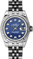 Rolex Lady-Datejust 26 179174-BLSODDJ Blue Sodalite Diamond Fluted White Gold Stainless Steel Jubilee - BRAND NEW