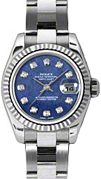 Rolex Lady-Datejust 26 179174-BLSODDO Blue Sodalite Diamond Fluted White Gold Stainless Steel Oyster - BRAND NEW