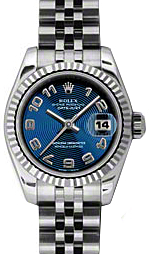 Rolex Lady-Datejust 26 179174-BLUCAJ Blue Concentric Circle Arabic Fluted White Gold Stainless Steel Jubilee - BRAND NEW