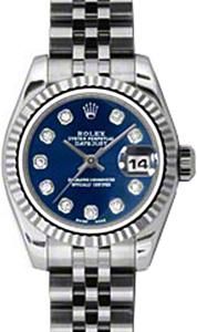 Rolex Lady-Datejust 26 179174-BLUDJ Blue Diamond Fluted White Gold Stainless Steel Jubilee - BRAND NEW