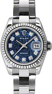 Rolex Lady-Datejust 26 179174-BLUJDO Blue Jubilee Diamond Fluted White Gold Stainless Steel Oyster - BRAND NEW
