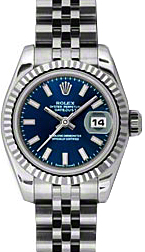 Rolex Lady-Datejust 26 179174-BLUSJ Blue Index Fluted White Gold Stainless Steel Jubilee - BRAND NEW
