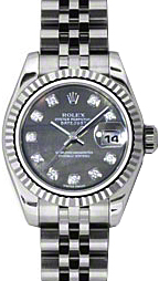 Rolex Lady-Datejust 26 179174-DMOPDJ Dark Mother of Pearl Diamond Fluted White Gold Stainless Steel Jubilee - BRAND NEW