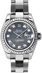 Rolex Lady-Datejust 26 179174-DMOPDO Dark Mother of Pearl Diamond Fluted White Gold Stainless Steel Oyster - BRAND NEW