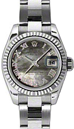 Rolex Lady-Datejust 26 179174-DMOPRO Dark Mother of Pearl Roman Fluted White Gold Stainless Steel Oyster - BRAND NEW