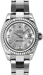 Rolex Lady-Datejust 26 179174-MOPDO White Mother of Pearl Diamond Fluted White Gold Stainless Steel Oyster - BRAND NEW