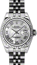 Rolex Lady-Datejust 26 179174-MOPRJ White Mother of Pearl Roman Fluted White Gold Stainless Steel Jubilee - BRAND NEW