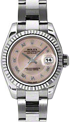 Rolex Lady-Datejust 26 179174-PDMOPO Pink Mother of Pearl Diamond Fluted White Gold Stainless Steel Oyster - BRAND NEW