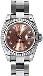 Rolex Lady-Datejust 26 179174-PNKDO Pink Diamond Fluted White Gold Stainless Steel Oyster - BRAND NEW
