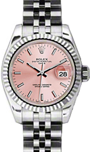 Rolex Lady-Datejust 26 179174-PNKSJ Pink Index Fluted White Gold Stainless Steel Jubilee - BRAND NEW