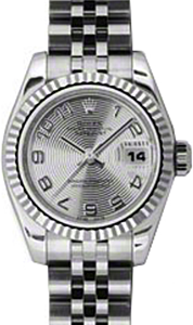 Rolex Lady-Datejust 26 179174-SLVCAJ Silver Concentric Circle Arabic Fluted White Gold Stainless Steel Jubilee - BRAND NEW