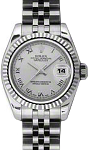 Rolex Lady-Datejust 26 179174-SLVRJ Silver Roman Fluted White Gold Stainless Steel Jubilee - BRAND NEW