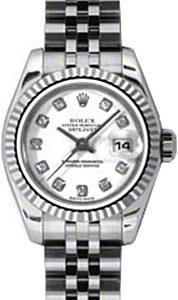 Rolex Lady-Datejust 26 179174-WHTDJ White Diamond Fluted White Gold Stainless Steel Jubilee - BRAND NEW
