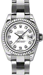 Rolex Lady-Datejust 26 179174-WHTDO White Diamond Fluted White Gold Stainless Steel Oyster - BRAND NEW