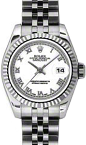 Rolex Lady-Datejust 26 179174-WHTRJ White Roman Fluted White Gold Stainless Steel Jubilee - BRAND NEW