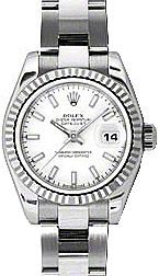 Rolex Lady-Datejust 26 179174-WHTSFO White Index Fluted White Gold Stainless Steel Oyster - BRAND NEW