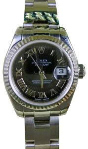 Rolex Black Datejust Ladies Radiating 179174 Black Roman 26mm