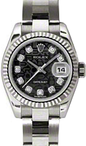 Rolex Lady-Datejust 26 179179-BLKJDO Black Jubilee Diamond Fluted White Gold Oyster - BRAND NEW