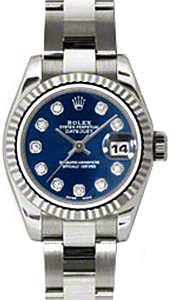 Rolex Lady-Datejust 26 179179-BLUDO Blue Diamond Fluted White Gold Oyster - BRAND NEW