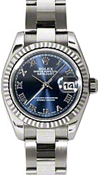 Rolex Lady-Datejust 26 179179-BLURO Blue Roman Fluted White Gold Oyster - BRAND NEW