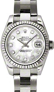 Rolex Lady-Datejust 26 179179-MOPDO White Mother of Pearl Diamond Fluted White Gold Oyster - BRAND NEW