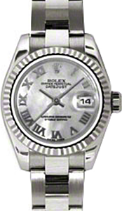 Rolex Lady-Datejust 26 179179-MOPRO White Mother of Pearl Roman Fluted White Gold Oyster - BRAND NEW