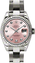 Rolex Lady-Datejust 26 179179-PNKDO Pink Diamond Fluted White Gold Oyster - BRAND NEW