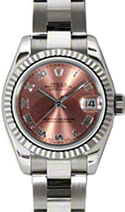 Rolex Lady-Datejust 26 179179-PNKRO Pink Roman Fluted White Gold Oyster - BRAND NEW