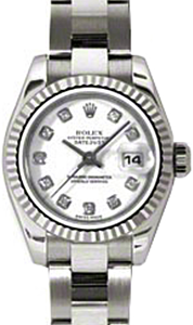 Rolex Lady-Datejust 26 179179-WHTDO White Diamond Fluted White Gold Oyster - BRAND NEW
