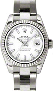 Rolex Lady-Datejust 26 179179-WHTSO White Index Fluted White Gold Oyster - BRAND NEW