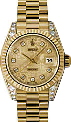 Rolex Lady-Datejust 26 179238-CHPJDP Champagne Jubilee Diamond Dial Diamond Set Fluted Yellow Gold President - BRAND NEW