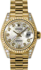 Rolex Lady-Datejust 26 179238-SLVJDP Silver Jubilee Diamond Dial Diamond Set Fluted Yellow Gold President - BRAND NEW
