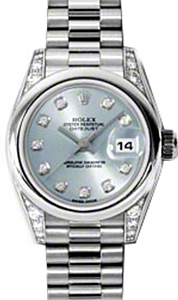Rolex Lady-Datejust 26 179296-IBLUDP Ice Blue Diamond Set Platinum President - BRAND NEW