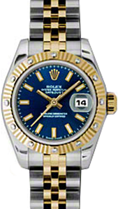 Rolex Lady-Datejust 26 179313-BLUSJ Blue Index Fluted Diamond Yellow Gold Stainless Steel Jubilee - BRAND NEW