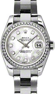 Rolex Lady-Datejust 26 179384-MOPDO White Mother of Pearl Diamond Dial Diamond Bezel Stainless Steel Oyster - BRAND NEW