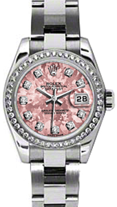 Rolex Lady-Datejust 26 179384-PGCDO Pink Gold Crystal Diamond Dial Diamond Bezel Stainless Steel Oyster - BRAND NEW