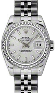 Rolex Lady-Datejust 26 179384-SLVSJ Silver Index Diamond Bezel Stainless Steel Jubilee - BRAND NEW