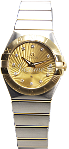 Omega Constellation Quartz 123.20.27.60.58.001 27mm Champagne Diamond Yellow Gold Stainless Steel BRAND NEW