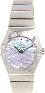 Omega Constellation Ladies Quartz 123.10.27.60.57.001 27mm Blue Mother of Pearl Diamond Stainless Steel BRAND NEW