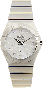 Omega Constellation Ladies Quartz 123.10.27.60.55.003 27mm White Mother of Pearl Diamond Stainless Steel BRAND NEW