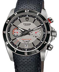 Tudor Grantour Chronograph Fly-Back 20550N Silver Index Stainless Steel &amp; Leather 42mm BRAND NEW