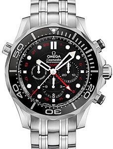 Omega Seamaster Diver 300M Co-Axial Chronometer GMT Chronograph 44mm Stainless Steel Black Dial Bracelet 212.30.44.52.01.001 - BRAND NEW