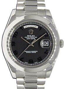 Rolex Day-Date II Platinum President  41mm Black Arabic Concentric Circle 218206