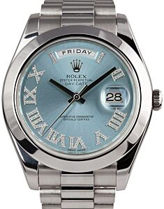 Rolex Day-Date II 218206-BLUDRSP 41mm Ice Blue Diamond Roman Platinum President 