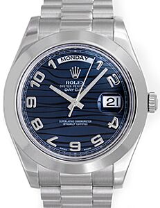 Rolex Day-Date II 218206-BLWASP 41mm Blue Arabic Wave Dial Platinum President - BRAND NEW