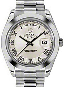Rolex Day-Date II 218206-IVRRSP 41mm Ivory Roman Concentric Circle Platinum President - BRAND NEW