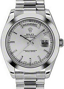Rolex Day-Date II 218206-SLVSSP 41mm Silver Index Platinum President - BRAND NEW